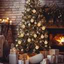 96 Pcs Velvet Christmas Balls Bulk, Mini 1.18 Inch Flocked Christmas Tree Ball Ornaments, Xmas Tree Bulb Ornaments Hanging Decoration(Brown, Beige)