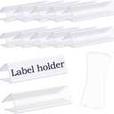 30-Pack Clear Plastic Shelf Label Holder Clips, Fits 0.6-0.78 inch Thick Wire & Wood Shelves, Includes 30 Blank Inserts for Retail Supermarket Organization