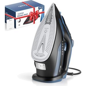 Steam Iron for Clothes 12s Fast Heat-up, 1500W with 13.21oz Water Tank, Ceramic Soleplate, 3-Way Auto-Off, Burst of Steam, Precision Tip, Self-Clean, Anti-Calc, Vertical Steamer for All Fabrics