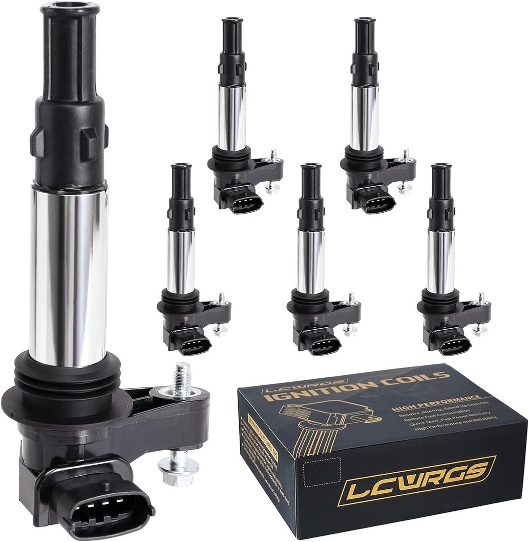 Set of 6 Ignition Coil Pack Fits for 2.8 3.6 V6 2004 2005 2006 2007 2008 2009 Cadillac CTS STS SRX Chevy Traverse Buick Enclave LaCrosse Rendezvous Saab 9-3 Aero GMC Acadia Saturn Outlook UF375