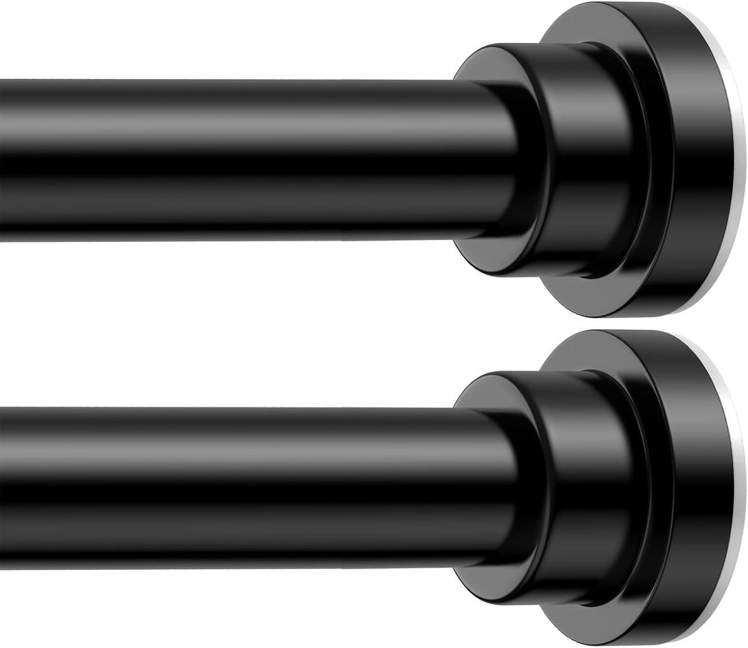 Shower Curtain Rod 31-63 Inch,0.87"Diameter Adjustable Spring Tension Curtain Rods No Drill,Matte Black Shower Tension Rod for Bathroom,Room Divider,Window,Anti-Rust Non-Slip 2-Pack