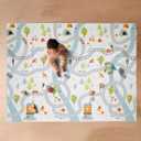 Nuby Reversible Baby Floor Mat - Foldable and Lightweight Foam Infant Play Mat - 77" x 58" - Easy Storage and Travel - Car Tracks/Alphabet