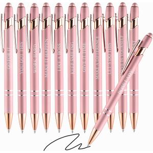 12 Pcs Ballpoint Pens,Fine Point Smooth Writing Pens,Kawaii Pens For Writing Journaling Taking Notes School Office Home (Rose Gold, 12Pcs)