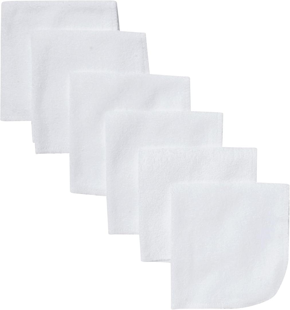 Gerber Washcloth, White, 6-Count