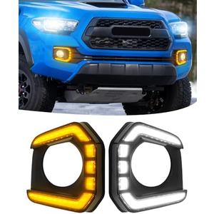TBHOO LED Fog Lights Assemblies for 2016-2023 Tacoma DRL Daytime Running Lights Amber Turn Signal LED Fog Lamps Cover Tacoma Accessories