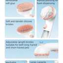 Cat/Dog Bath Brush,Shampoo Washing Brush with Adjustable Bristle for Pets with All Hair Lengths,Push-Button Silicone Pet Grooming Brush,Shedding Comb