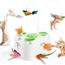 3-in-1 Interactive Cat Toys for Indoor Cats,Automatic Kitten Toy,Flying Bird,6 Holes Mole,Rotating Feather, Rechargeable USB Interactive Cat Feather Toys for Bored Indoor Cats