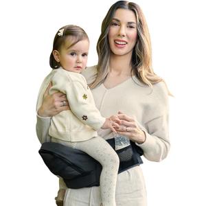 Grownsy Ultra-Comfy Baby Carrier with Hip Seat, Enhanced Safety, Hands-Free Support for Newborn to Toddler (0-50 lbs), Multiple Pockets, Ergonomic, Adjustable Waistband, Minimalist Design Black