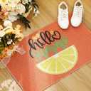 2 Pcs Cute Lemon Decorative Doormat Hello Summer Welcome Mat Lemon Floor Mats Summer Non Slip Door Rugs for Outdoor Indoor Porch Entryway Kitchen Decor 18 x 30 Inch
