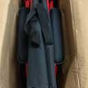 Medline Ultra Lightweight Transport Wheelchair for Adults, Foldable, 19-Inch Seat Width, Red Frame, Black Upholstery