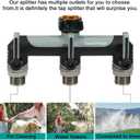 Full Flow Heavy Duty 3 Way Hose Splitter, Rugged Garden Faucet Adapter, Spout Diverter T - Way Adapter with Extended Handle, 3/4 GHT Thread, Grey