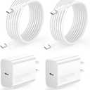 for iPhone 15 USB C Fast Charger,20W Type C Charger Block with 2Pack 60W USB C to C Cable 6FT Compatible with iPhone 16 Pro Max/Samsung/Pad Pro/Android White