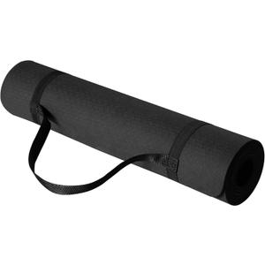 Amazon Basics 1/4 Inch Thick TPE Exercise Yoga Mat with Carrying Strap (Black)
