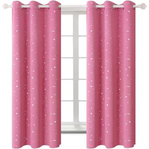 BGment Pink Blackout Curtains for Girls Bedroom, Sparkling Star Curtains Thermal Insulated Grommet Window Drapes for Dreamy Cute Princess Style Room Decor, Set of 2 Panels, 42 x 63 Inch