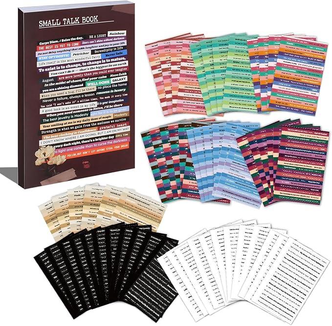 Inspirational Quote Stickers Book for Journaling and Scrapbooking, 60 Sheets Pre-Cut Small Talk Word Sticker Collection, Ephemera for Junk Journal Supplies, Bujo, Collage