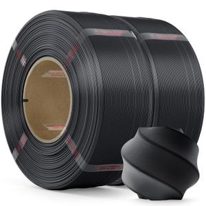 PLA Filament 1.75mm PLA 3D Printer Filament(Refill),2kg Refill for Reusable Spools(4.4lbs),Premium Quality 3D Printing Filament for Bambu lab 3D Printers,Black+Black