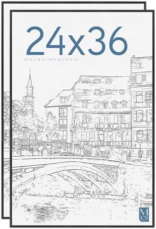 Amazon.com - MCS Original Poster Frame 24x36 Black Lightweight Vertical & Horizontal Wall Hanging Large Picture Frame for Posters, Art Prints & Gallery Wall (2-Pack)