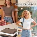 Neer 3 Pack Women's Crop Tops, Crew Neck Short Sleeve Cropped Shirts Slim Fitted Summer Casual Workout Basic Tight Tees(Black, White, Khaki,Large) (L)