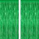 2 Pack Tinsel Backdrop, 3.28 FT x 7.05 FT Green Party Decorations, Metallic Football Backdrop Curtains Tinsel Curtains Streamer Backdrop, Party Supplies Wall Decor for Football Party Birthday