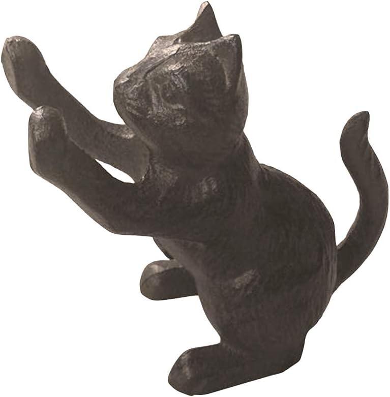 Comfy Hour Heavy Duty Black Cast Iron Cat Door Stopper, Large Decorative Kitten Door Stop Wedge & Bookend, Unique Vintage Animal Home Decor for Cat Lovers, 1 pc