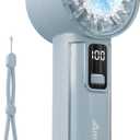 AMACOOL Handheld Fan with Ice Cooler, Mini Portable Fan Rechargeable, 18Hrs Cooling, 0-100 Adjustable Speed, Small Yet Powerful, Personal Hand Fans for Travel, Beach, Outdoor, Makeup, Gifts for Women (Blue)