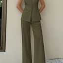 PRETTYGARDEN Women's 2 Piece Sets Business Casual Outfits,Army Green,XXL