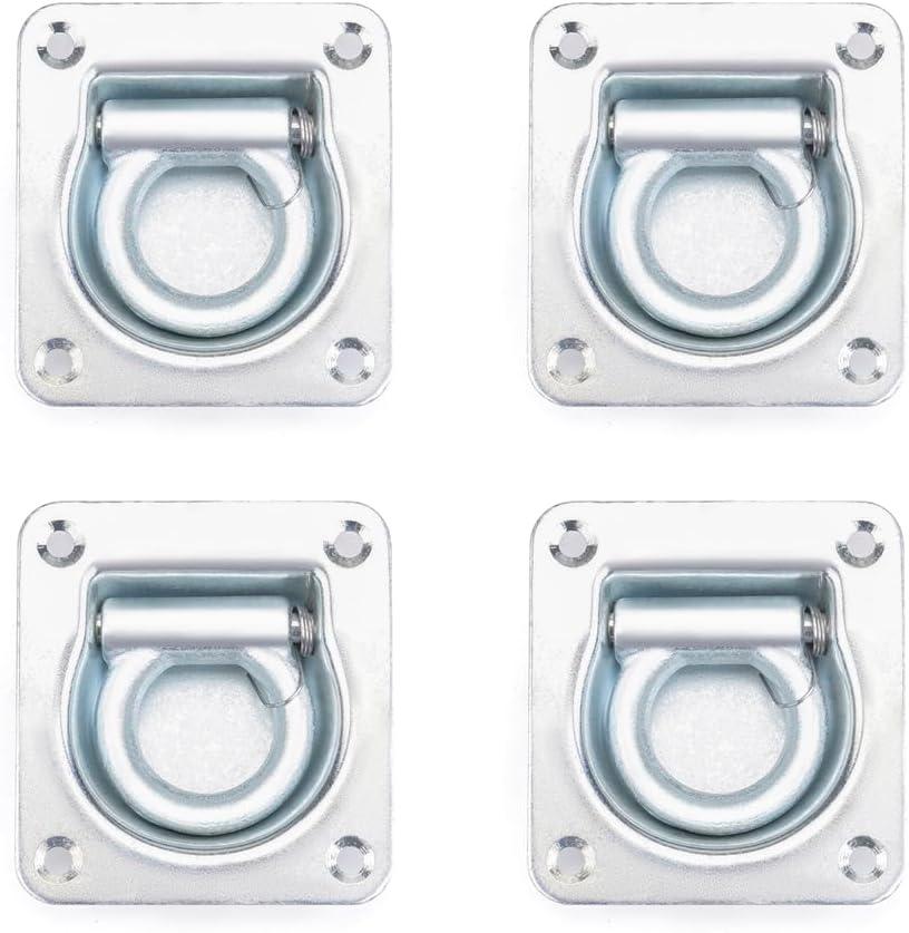 Recessed D-Ring Tie Down Anchors (5,000 lb. Capacity) for Trailer, Trailer Tie Down Anchors Heavy Duty Kit for Trailer or Deliveries4 Packs