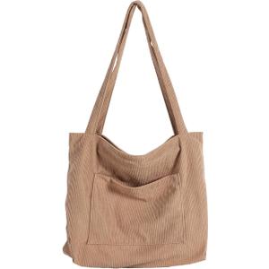 WantGor Women Corduroy Tote Bag, Large Shoulder Hobo Bags Casual Handbags Big Capacity Shopping Work Bag