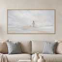 Watercolor Jesus Leaves the 99 Sheep Framed Canvas Wall Art-40"x20"