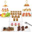 Xoogifae 7pcs Dessert Table Display Set, 2pcs Tiered Cupcake Stand Holder Tower, 1pc Acrylic Dessert Display Riser, 3pcs Serving Trays, 1pc Tong Combo For Wedding Party Birthday Bride Baby Shower