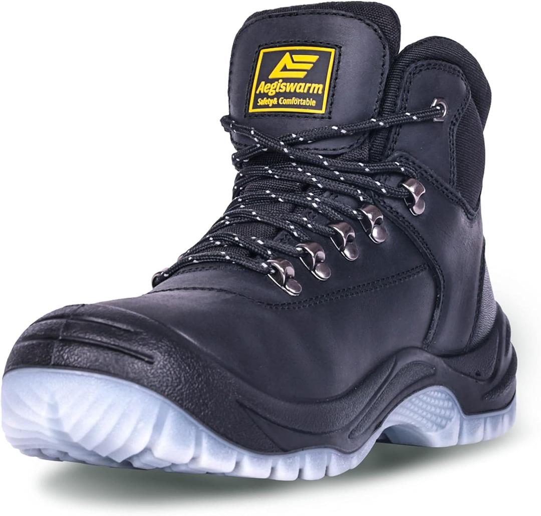 6" Steel Toe Work Boots for Men Waterproof Durable Crazy-Horse Non Slip Industrial and Construction Safety Footwear Mens Work Boots (10.5)