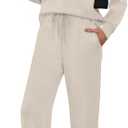 WIHOLL Lounge Sets for Women 2026 V Neck 2 Piece Outfits Airport Wide Leg Pants Matching Set Sweatsuits (X-Small)