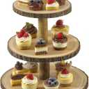 Cupcake Stand Wood Dessert Stands 3 Tier Cupcake Tower Large Cupcake Display Stand Rustic Cupcake Tier Stand for Woodland Baby Shower Decorations,Wedding,Birthday,Party,Farmhouse Decor