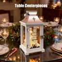 Christmas Village Houses for Table Centerpieces, Christmas Lantern for Modern Farmhouse Decor, Hanging Candle Lantern for Xmas Home Decor Indoor Outdoor, Ceramics Church Figurine