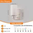 2 Pack Bath Vanity Light Fixture, Modern Indoor Wall Scone Lighting with Opal White Glass Shade, White Gold Wall Lamps