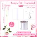 8 Set Rose Flower Garland, Artificial Flower Decoration, Artificial Floral Hanging Rose with Bows Garland Ceiling Decor with Hooks Jute Rope Fishing Line for Wedding, Proposal (Pink)