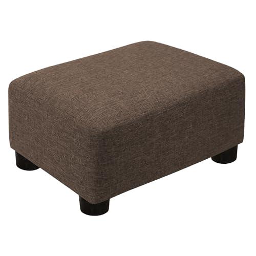 CAROLMADE Small Foot Stool Ottoman Footstool with Legs Under Desk Footrest for Living Room Bedroom and Office,Linen-Brown