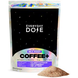 Everyday Dose Premium Adaptogenic Mushroom Coffee with Grass-Fed Collagen, Chaga, Lions Mane & L-Theanine for Better Focus, Energy, Digestion, Skin, and Immunity 30 Servings