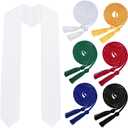Yookat 6 Pieces Graduation Cords and 1 Piece Graduation Stole Graduation Honor Cords Plain Graduation Stole Honor Cords with Tassel for Graduation Students (White)
