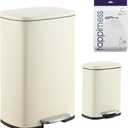 happimess HPM1006F Connor Rectangular 13-Gallon Trash Can with Soft-Close Lid and Free Mini Trash Can, Fingerprint Resistant, Modern, Minimalistic for Home, Kitchen, Office, Bathroom, Limestone Beige