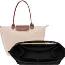 OPPOSHE Purse Organizer Insert for Longchamp Le Pliage, Premium Felt Long Champ Bag Handbag Women, Tote Organizer Insert with 9 Compartments (Large, Black) (L-11.5*7.5*9.7in)