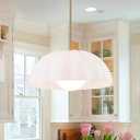 Dusklark Milk Glass Pendant Light Fixture, 16" Large Mid-Century Gold Kitchen Island Lighting, Modern Glass Chandelier for Dining Room Breakfast Hallway