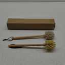 Bottle Brushes with Natural Bristles, 13-3/4 Inch Long Wood Handle Bottle Brush Cleans and Scrubs Wide Mouth Jars, Glasses, Vases, Mugs and Pitchers, Sisal + Horsehair Bristles 2 Pack
