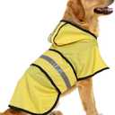 Dog Raincoat Jacket Adjustable Hooded Poncho Lightweight Waterproof Clothes with Strip Reflective Pet Rain Coat for Small to X-Large Dogs (Yellow)