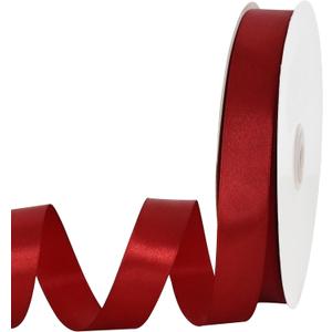 TONIFUL 7/8 Inch x 100yds Dark Red Satin Ribbon Thin Solid Frabic Ribbons for Gift Wrapping, DIY Crafts Bows, Invitations, Floral Bouquets, Christmas Wedding Party Valentine's Decor