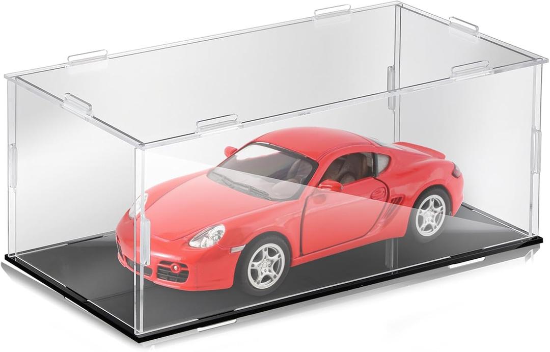 DoubleFill 1 Pcs Clear Acrylic Display Case for 1: 24 Model Car Requires Installation Acrylic Display Box with Black Base Model Storage Case Stands for Toy Car Collectibles