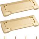 MOROBOR 2pcs Pocket Doors Drawer Handle Flush Pull, Hidden Concealed Furniture Handle with Screws Zinc Alloy Knobs for Cabinets, Closets, Drawers, Hole Center 96mm (Pearl Gold)