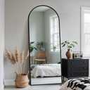Novlux 58" x 18" Full Length Mirror, Arched Full Body Mirror Standing Mirrors Large Floor for Bedroom Bathroom Living Room, Black