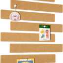 Cork Board for Walls - 8 Pack Felt Pin Board Bar Strips - Self-Adhesive Lightweight Bulletin Board - Cork Board for Office with 40 Push Pins No Damage for Wall (Camel) (15"x2" (38x5 cm))