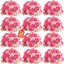 peonies artificial flowers 12 Bundles pink flowers bouquet, Lifelike Silk Fake Peonies with Stems for Home Table Centerpieces, Wedding, Party & DIY Bridal Floral Arrangements (Rose red + pink)